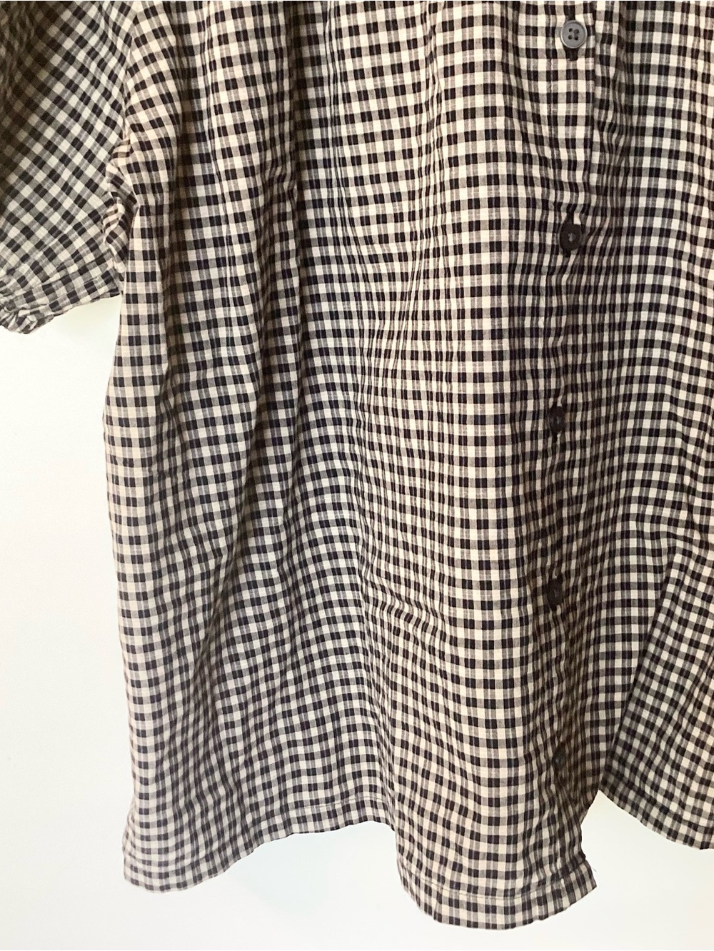 NWT Old Navy Short Sleeve 100% Cotton Airy Button Down Top - Black Check - LT - Picture 3 of 8